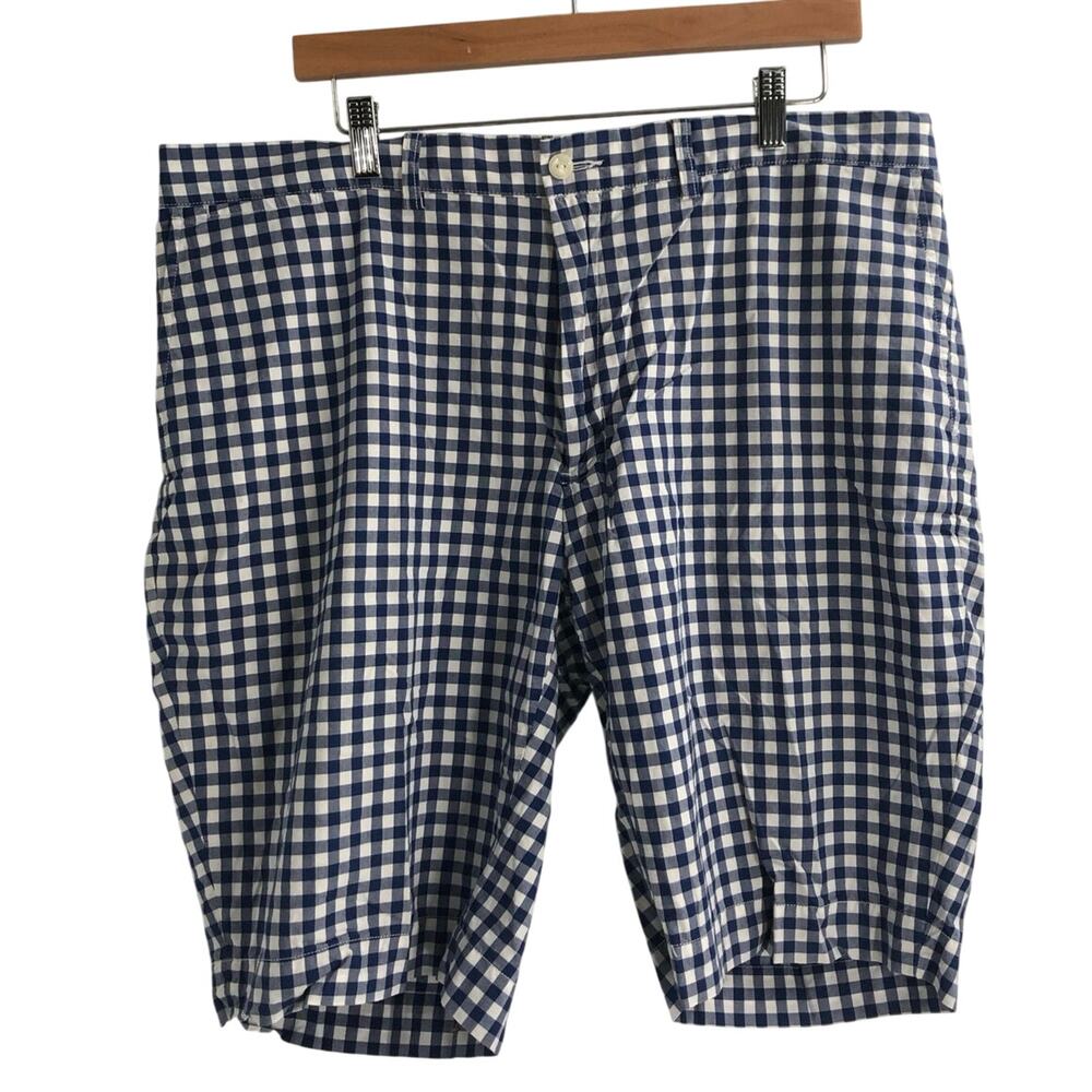 Polo by Ralph Lauren Blue and White Gingham Flat Front Shorts Golf Preppy Men 40